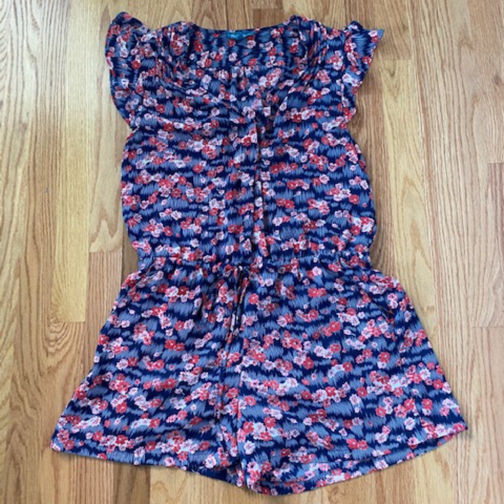 Fleur Bleue Blue and pink floral romper